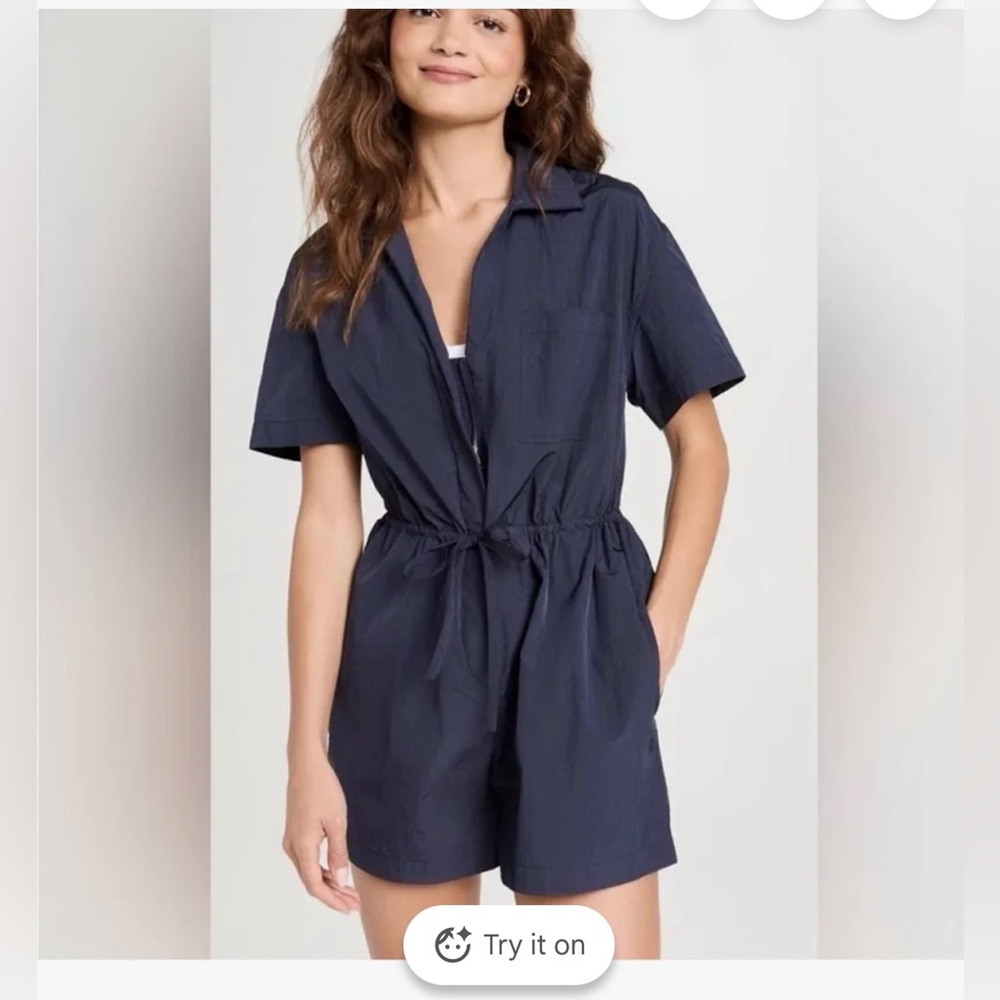 Sweaty Betty Anytime Short Sleeve Romper Navy Blue